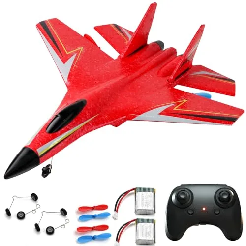 crohorizon Diamond Hobby RC Planes 2 Channels Remote Control Airplane for Kids with 2 Batteries 2.4 GHZ Wireless Toy Red