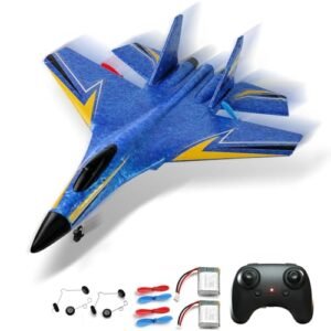 crohorizon 2 Channels Remote Control Airplane with Depron Foam for RC Planes Ideal for Beginners Kids Adults Blue