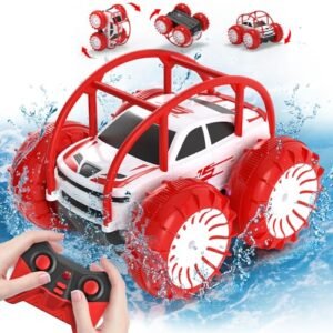 MaxTronic Amphibious Remote Control Car Rechargeable RC Cars Toy for Indoor RC Crawler Track 360 Flips Rotation Stunt Crawler 15KMH 4WD All Terrain Outdoor Indoor Toy for Kids Boys Girls 3 12