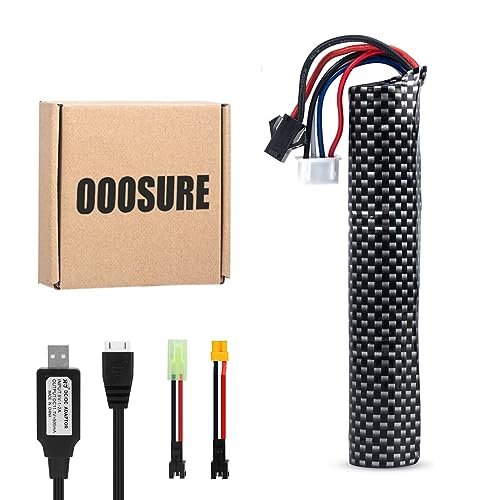 OooSure 2000mah 11.1v Lipo RC Battery for Airsoft with 3S Charging Cable and SM2P to XT30 Mini Tamiya Switch Cable Ideal for Storing Lipo RC Batteries