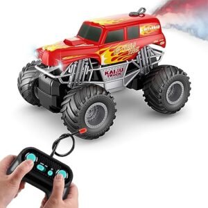 GoolRC 1 16 Scale All Terrain Off Road RC Monster Truck Challenge with Spray and LED Lights Rechargeable Electronic Vehicle for Kids Boys and Girls