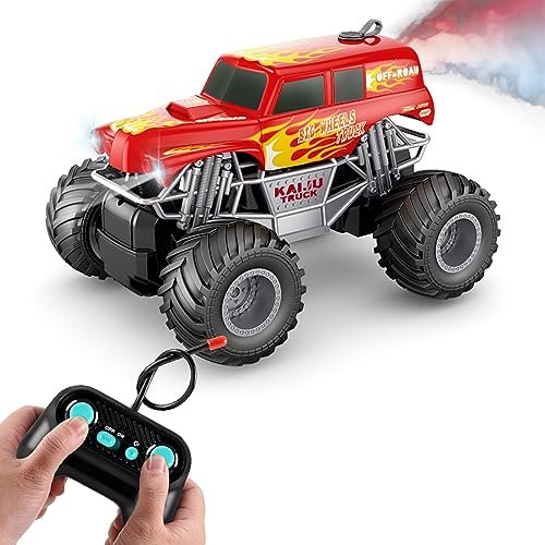 GoolRC 1 16 Scale All Terrain Off Road RC Monster Truck Challenge with Spray and LED Lights Rechargeable Electronic Vehicle for Kids Boys and Girls