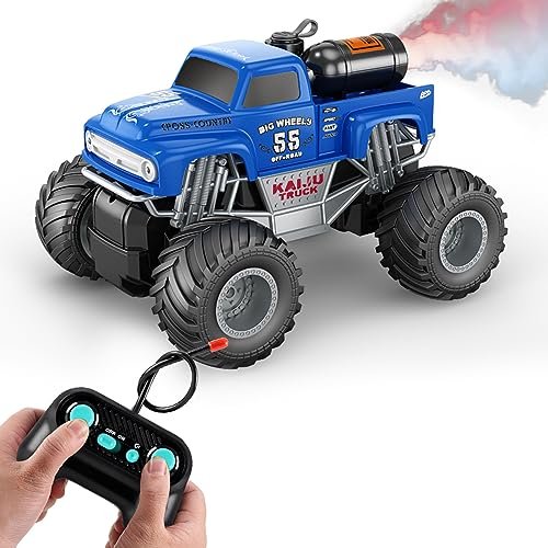 GoolRC 1/16 Scale RC Jets All Terrain Off Road Monster Truck Blue RC Pickup With Spray and LED Lights Rechargeable Electronic Vehicle for Kids Boys and Girls