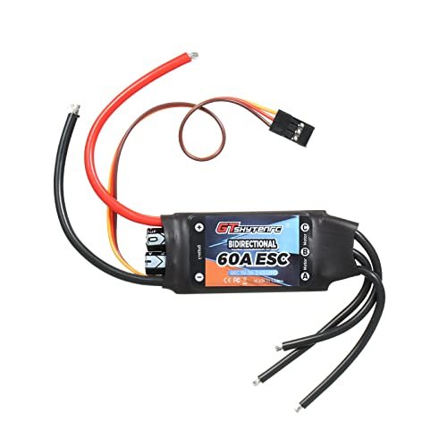 HUIOP Black Bidirectional ESC, Bidirectional 60A Brushless ESC for Car/Boat/Ship Pneumatic Underwater Propeller