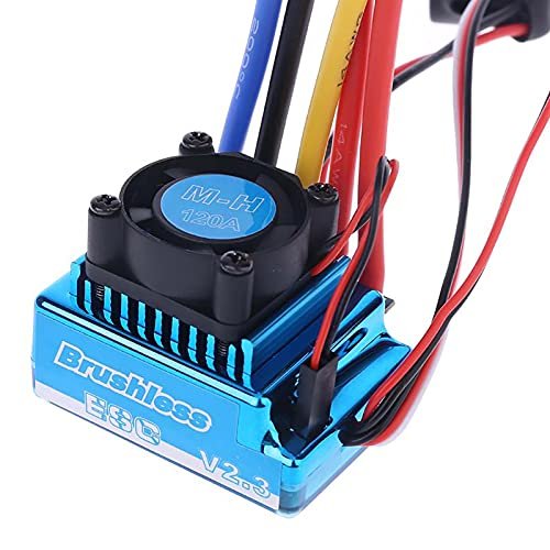 HUIOP 1/8 Car ESC 120A Brushless Speed Controller for Exceed RC Mad Pulse Brushless Drift Car