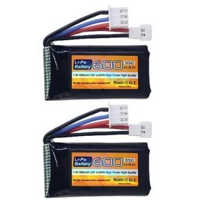 MOONZON 2PCS 7.4V 2S 35C 600mAh Lipo Battery for RC Construction Vehicles Near Me FMS FCX24 RC Cars and Trucks