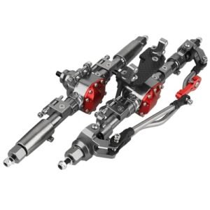 RZXYLRC 1:10 Aluminum Alloy Universal Front Rear Axles for Axial SCX10 II RC Crawler Truck Car Upgrades (Red) (Gray)
