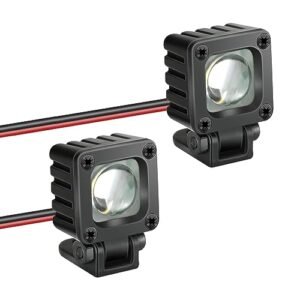 Zhongzhen RC Light Bar Metal Housing Rectangular Lens Spotlight 2PCS for F1 RC Nitro Car Kit Axial SCX10 Traxxas TRX4 TRX4M Arrma Senton Redcat GEN7 1/10 1/8 RC Car Roof Light Kit