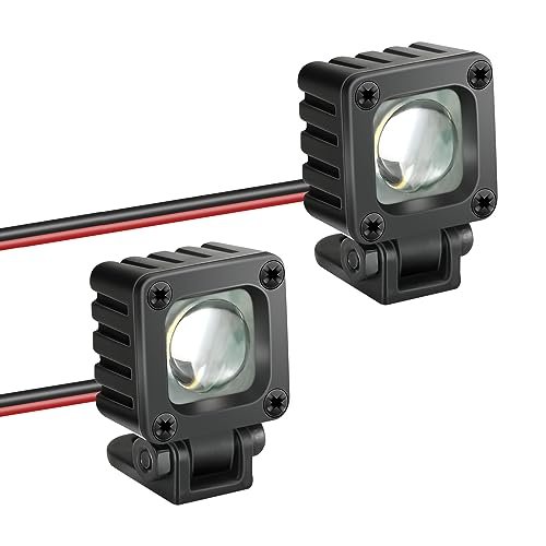 Zhongzhen RC Light Bar Metal Housing Rectangular Lens Spotlight 2PCS for F1 RC Nitro Car Kit Axial SCX10 Traxxas TRX4 TRX4M Arrma Senton Redcat GEN7 1/10 1/8 RC Car Roof Light Kit