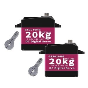 GOTECK 2Pcs 20KG Digital Servo Large Torque 6V Full Metal Gear IP66 Waterproof for 1/8 Scale RC Dirt Oval Bodies