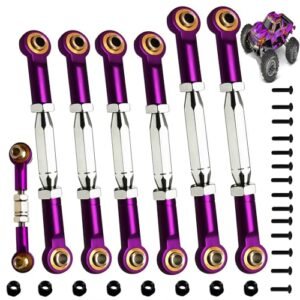 XZSNLYZ 2025 Upgrade Adjustable Stainless Steel Turnbuckles Camber Link for 1/10 Traxxas Slash VXL Rustler VXL Stampede VXL Hoss 4X4 2WD RC Car Body 1/10 Hops Up Parts Purple