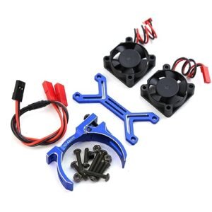 Arrma RC 4074 Motor Upgrade High Speed 20000rpm Dual Fans Cooling Fan Heatsink with Adjustable Mount for 1 8 Scale RC Body Models Blue