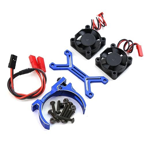 Arrma RC 4074 Motor Upgrade High Speed 20000rpm Dual Fans Cooling Fan Heatsink with Adjustable Mount for 1 8 Scale RC Body Models Blue