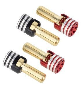 MEUS RACING 4Pcs RC Battery Heatsink Bullet Plug Connectors and Grips Compatible with 1 10 Scale RC Car 12v Battery 5mm