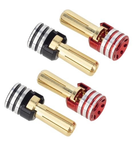 MEUS RACING 4Pcs RC Battery Heatsink Bullet Plug Connectors and Grips Compatible with 1 10 Scale RC Car 12v Battery 5mm