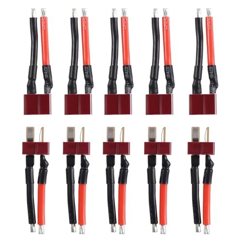DIANN 5 Pairs T Plug Connector Female and Male Deans with 14AWG Silicon Wire for RC Lipo Battery Cable Drone