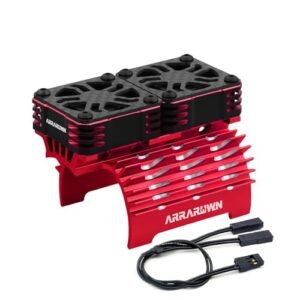 Twin Metal RC Cooling Fans 30mm 28000 RPM with Motor Heatsink for 1/8 Scale RC Onroad Cars 4074 4268 4282 Motors 40 42mm Diameter Red