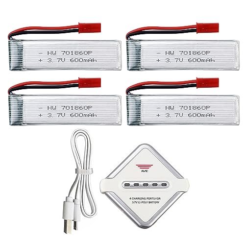 MOONZON 4PCS 3.7V 600mAh Lithium Battery for UDI U817 U818A WLtoys V959 V222 V929 Syma S032 RC Drones