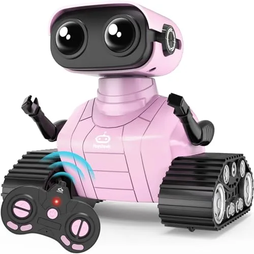 Playsheek Arduino RC Robot Rechargeable Kids Toy with LED Lights and Dance Functions Pink