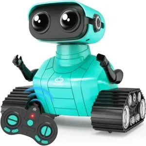 Playsheek Robot Wars RC Toys Rechargeable Remote Control Emo Robot with Auto Demonstration for Kids Age 3 and Up Green