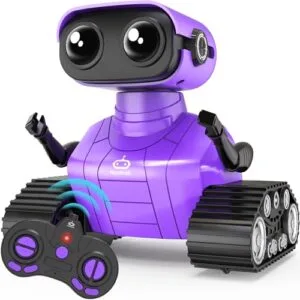 Playsheek Rechargeable Emo Robot Really Rad Robots Mibro Remote Control RC Robot Toy Gift for Kids Age 3 Plus Purple