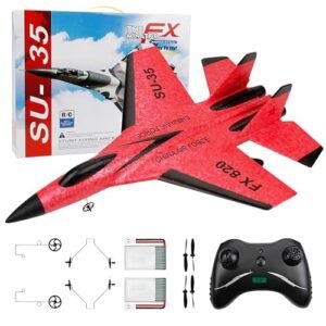 Eayaele SU 35 RC Jet Fuel Powered Plane 2CH Remote Control Airplane Ready to Fly for Beginners with Luminous Red Design