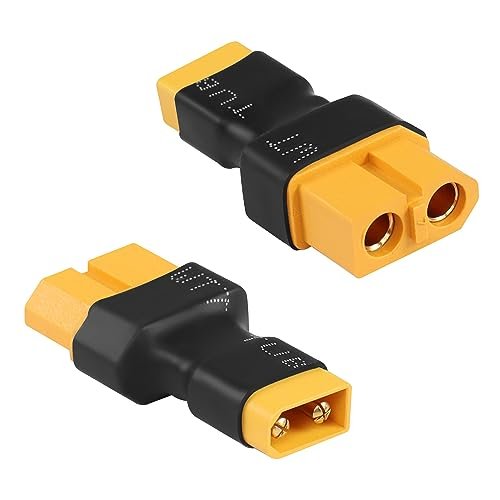 QIANRENON XT30 Male to XT60 Female Lithium Battery ESC Adapter 2 Pcs for RC Car FPV Drone Model Airplane