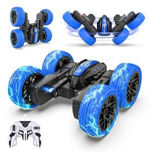 BEZGAR Mini RC Stunt Car Cheap Electric RC Cars with 360 Flips LED Lights 2.4Ghz All Terrain Rechargeable Toy