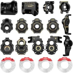 GLOBACT Brass Upgrades Kit for 1/10 TRX4 Portal Axle Housing Diff Cover Drive Mounts with Triban RC 520 Disc Brake