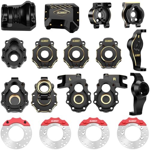 GLOBACT Brass Upgrades Kit for 1/10 TRX4 Portal Axle Housing Diff Cover Drive Mounts with Triban RC 520 Disc Brake