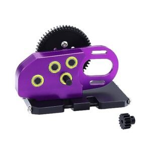 FACCNOY CNC 2Low Gearbox Middle Transmission with Overdrive Gear for LCG 1 10 RC Crawler Tires Axial SCX10 II III 90046 Capra TRX4 Upgrade Part Purple