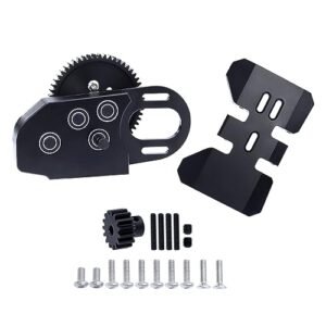FACCNOY CNC 2Low Gearbox Middle Transmission with Overdrive Gear for LCG 1/10 RC Crawler Tires RC Axial SCX10 II III 90046 Capra TRX4 Upgrade Part Black