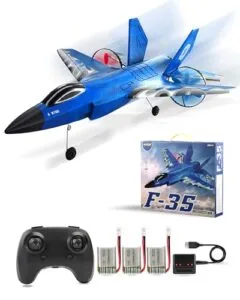ANTSIR F 35 Lightning II Jet RC Airplane 2.4Ghz Remote Control with Smart Gyro for Kids Adults Beginners Blue