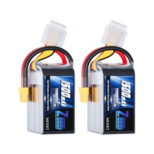 Zeee 6S 1500mAh Lipo Battery 22.2V 120C with XT60 Plug for RC Boat Calculator Drone Quadcopter Helicopter Airplane Racing Models 2 Pack