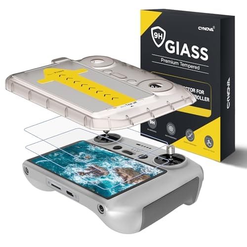 CYNOVA DJI RC2 Screen Protector With Auto Alignment Kit HD Tempered Glass Film for Mini 4 Pro Flip Mini 3 Mini 3 Pro Air 3 RC Controller Accessories Perfect for RC Helicopter HD Enthusiasts
