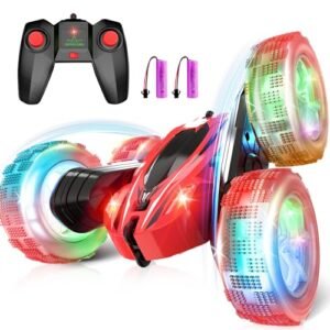 Qumcou Hellcat RC Car Fast 2.4Ghz 360 Rotating Remote Control Toy Car with Headlights for Kids Ages 5 12 Red