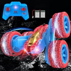 Qumcou RC Gas Cars Body Kits 2.4Ghz Fast Double Sided 360 Rotating Toy Cars with Cool Headlights for Boys Age 6 12