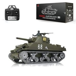TOUCAN RC HOBBY Henglong 1/16 RC Body Customized M4A3 Sherman Tank with Metal Tracks and 360° Turret Rotation