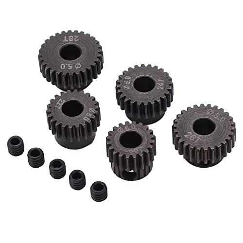 ZLXHDL RC Accessories - 5Pcs 48DP Motor Gear With 5mm Shaft Hole, 20T 22T 24T 26T 28T Pinion Compatible for Monster 1/10 RC Truck