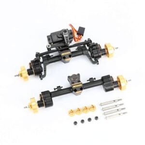 RCAWD Brass SCX24 Portal Axle Set with 12T Servo for C10 RC Truck Body Wrangler Bronco Gladiator Deadbolt Upgrades 6mm Extended Axle Shaft Wider Chassis Bigger Wheel 12T Gear 30 Speed Increase