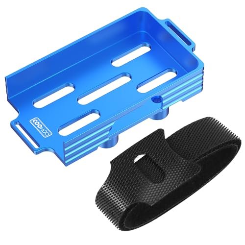 COOWOO Aluminum Alloy Battery Holder Tray Mount for 1/18 TRX4M RC Crawler Cars Precision CNC Machined Enhanced Robustness and Stability Blue
