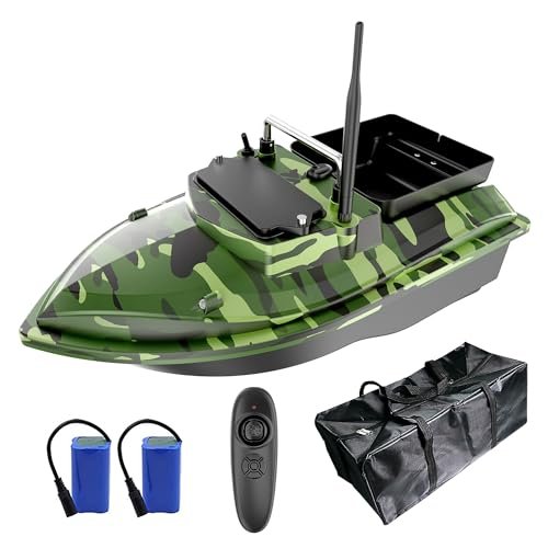 HEVMEVENI Best RC Fishing Boat with 4.4 LBS Bait Load Dual Battery Power Supply and High Speed Motors for Carp Fishing