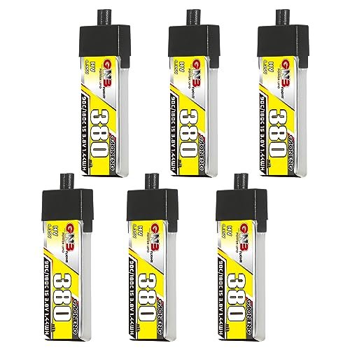 GAONENG 6pcs GNB 1S 3.8V HV 380mAh 90C 180C LiPo Battery with A30 Connector for FPV Drones
