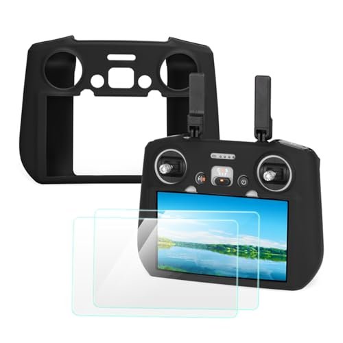 Air Victor RC Helicopter Protective Silicone Case Cover and HD Screen Protector Films for DJI Mini 4 Pro DJI Air 3 DJI Neo Drone RC 2 Remote Control Accessories Black