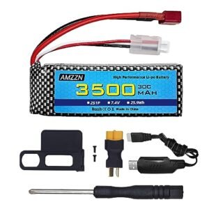 AMZZN 7.4V 3500mAh 30C 2S Lipo Battery with T Plug for Cyber Monday RC Planes and MJX H16 Series RC Cars