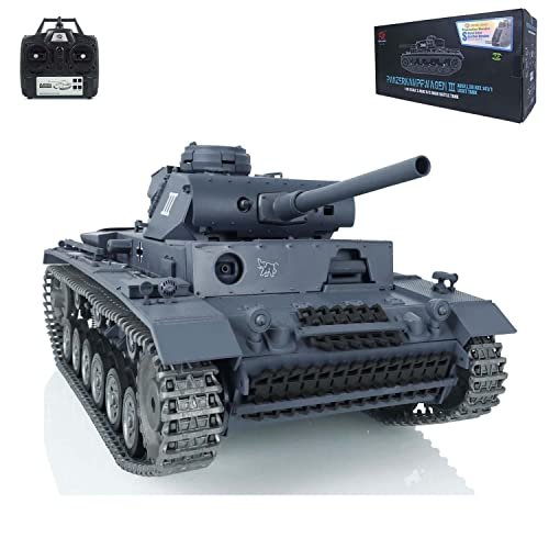 Heng Long Hot Wheels RC Tank 1/16 Scale Panzer III L with Metal Tracks 360 Degree Turret Rotation and BB Shooting
