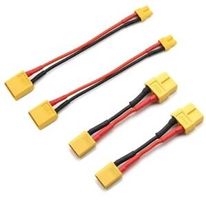 XT60 to XT30 Connector Adapter Set with 16AWG 5cm Silicone Wire for RC Plane Silhouette FPV Drone and Car Battery Charger ESC