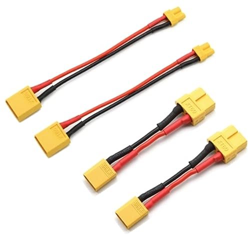 XT60 to XT30 Connector Adapter Set with 16AWG 5cm Silicone Wire for RC Plane Silhouette FPV Drone and Car Battery Charger ESC