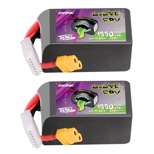 OVONIC 22.2V 150C 1550mAh 6S Lipo Battery XT60 Plug 2 Pack