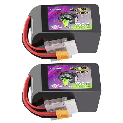 OVONIC 6S Lipo Battery 150C 850mAh 22.2V with XT30 Connector for TSA RC Helicopter Drone Quadcopter Airplane 2 Pack
